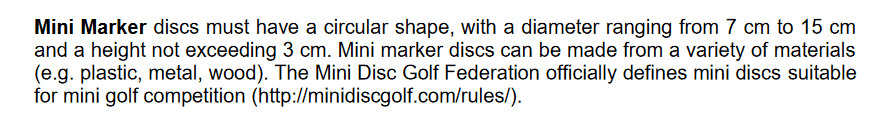 pdga mini marker guidelines