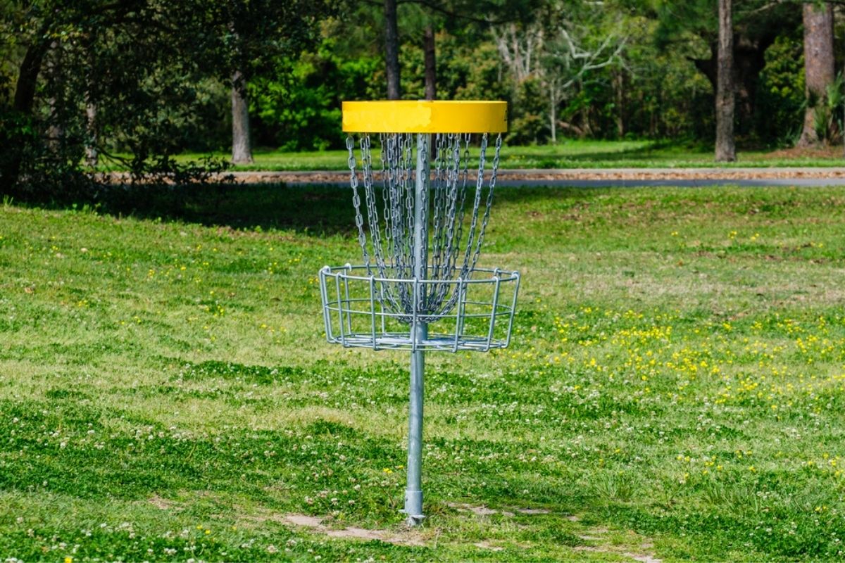 Yellow Disc Golf Backet